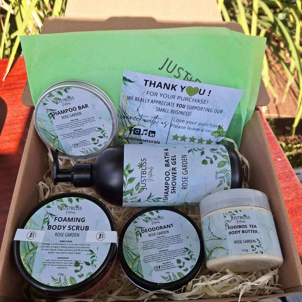 GIFT BOX: Rose Garden Gift Box 4 - A Floral Self - Care Escape - JUSTBLiSS Naturals