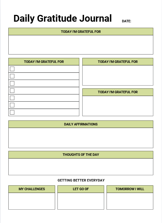 Gratitude Changes Everything Journal – 38 - Page Mindfulness PDF (A4, Instant Download) JUSTBLiSS Naturals