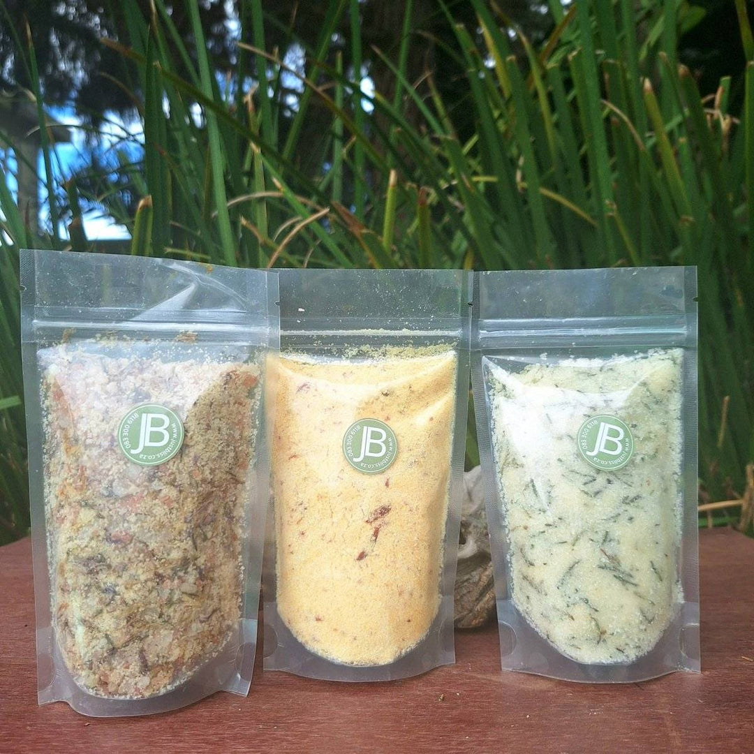 Luxurious Bath Salt pouches with natural ingredients for relaxation and skin nourishment.