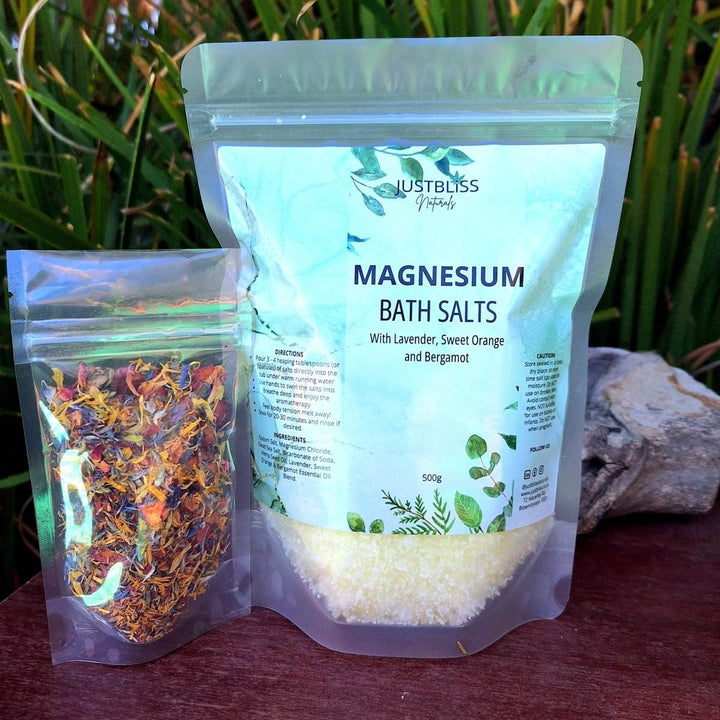 Magnesium Bath Salt with Lavender and Bergamot; relaxing and rejuvenating.