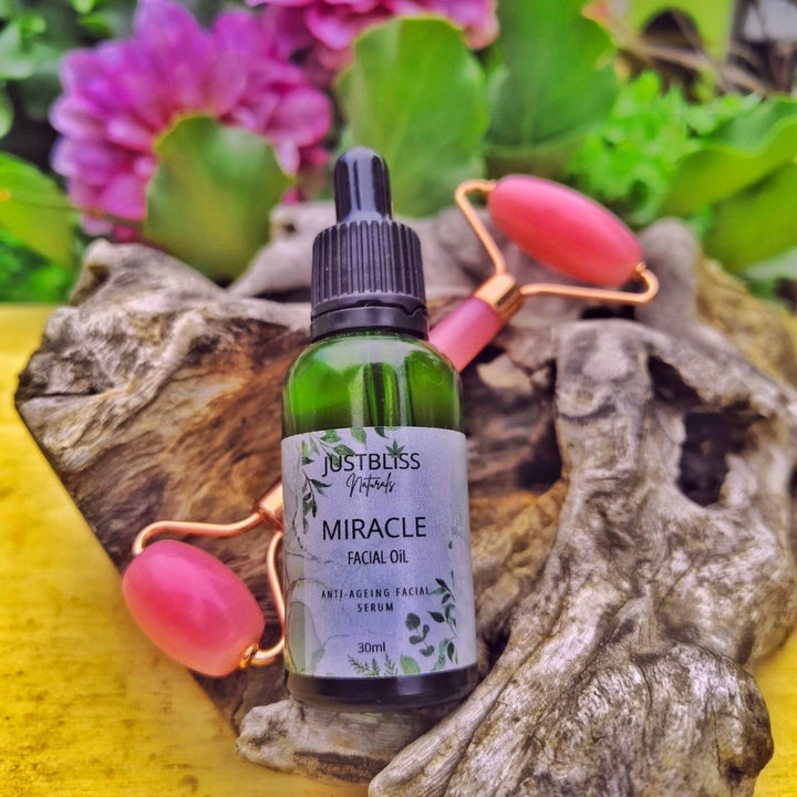 Jade Roller & Miracle Oil Bundle – All - Natural Facial Rejuvenation Set JUSTBLiSS Naturals