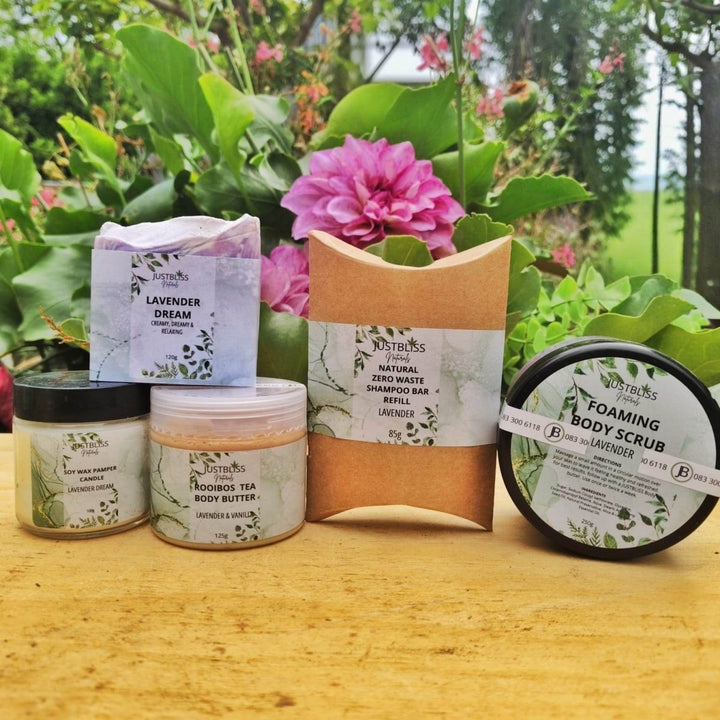 Lavender Self - Care Gift Box – Complete Natural Pamper Bundle JUSTBLiSS Naturals