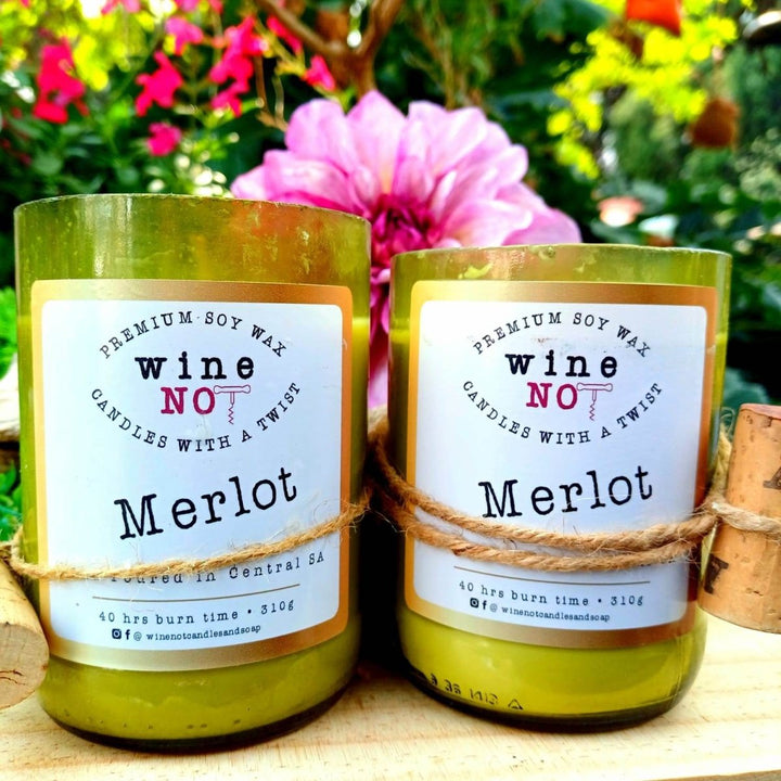Merlot Upcycled Wine Bottle Soy Candle – Vegan, Eco - Friendly Gift JUSTBLiSS Naturals