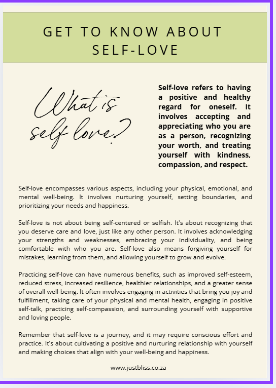 My Self Love Journey Workbook – 68 - Page Printable Self - Care & Growth PDF JUSTBLiSS Naturals