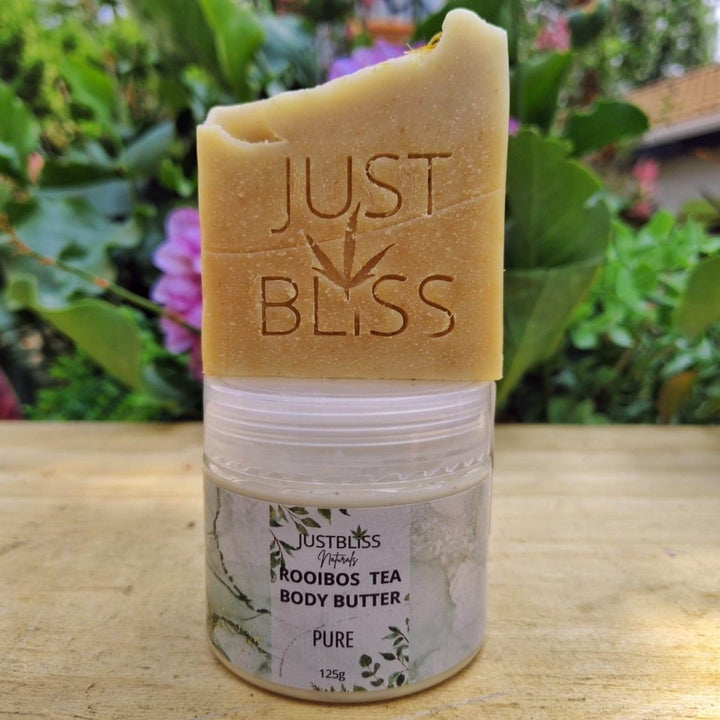 Oatmeal & Coconut Milk Soap + Rooibos Body Butter Bundle for Sensitive Skin JUSTBLiSS Naturals