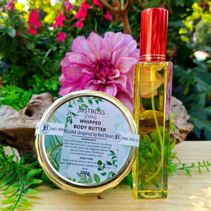 Regina Floral Perfume & Whipped Body Butter Bundle – Luxurious Self - Care Set JUSTBLiSS Naturals