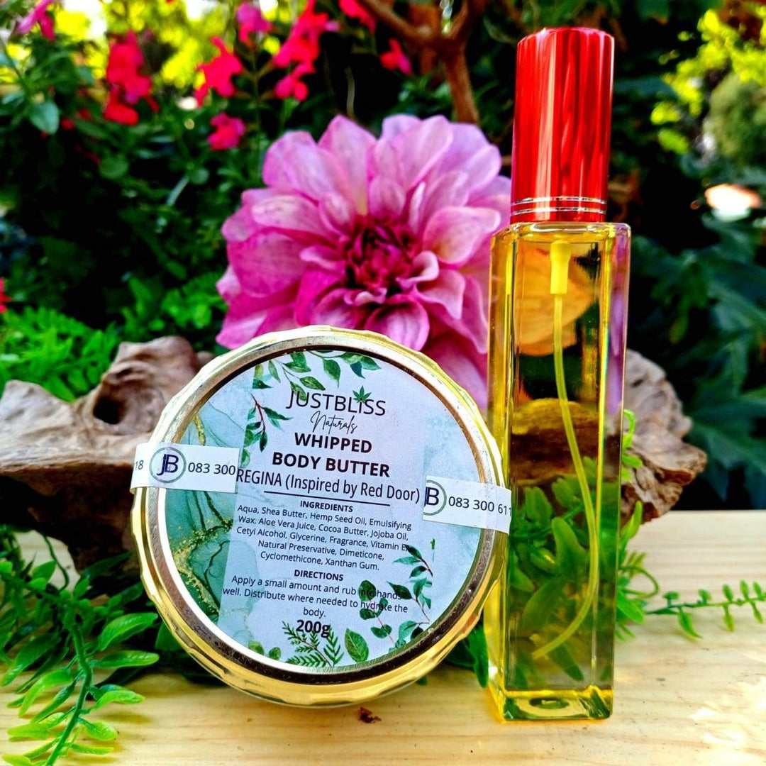 Regina Floral Perfume & Whipped Body Butter Bundle – Luxurious Self - Care Set JUSTBLiSS Naturals