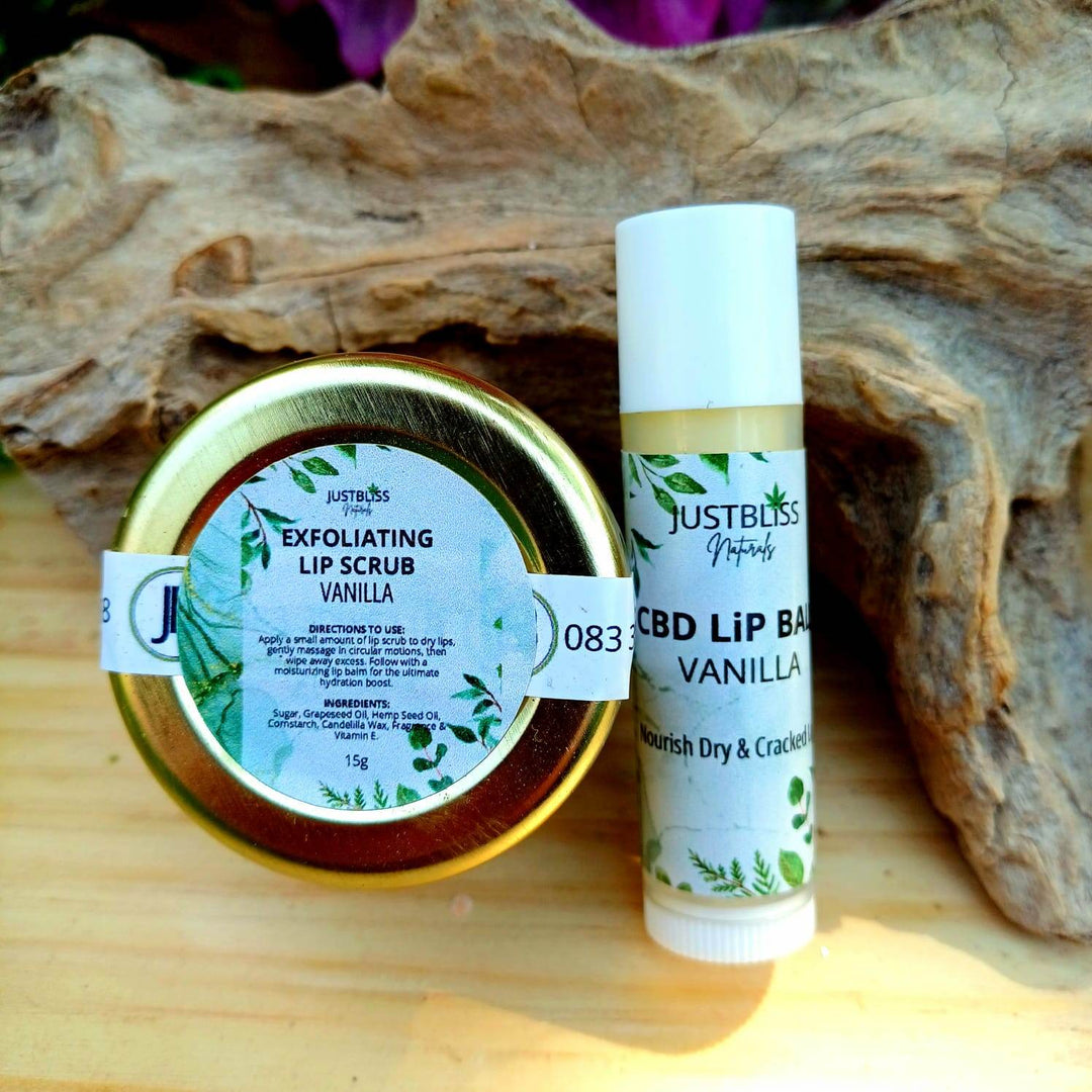 Lip Care Bundle – CBD Lip Balm & Exfoliating Natural Lip Scrub - JUSTBLiSS Naturals