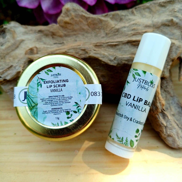 Lip Care Bundle – CBD Lip Balm & Exfoliating Natural Lip Scrub - JUSTBLiSS Naturals