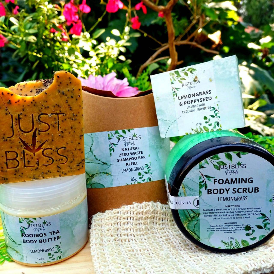 Lemongrass Pamper Gift Box Bundle – Natural Wellness Treat - JUSTBLiSS Naturals