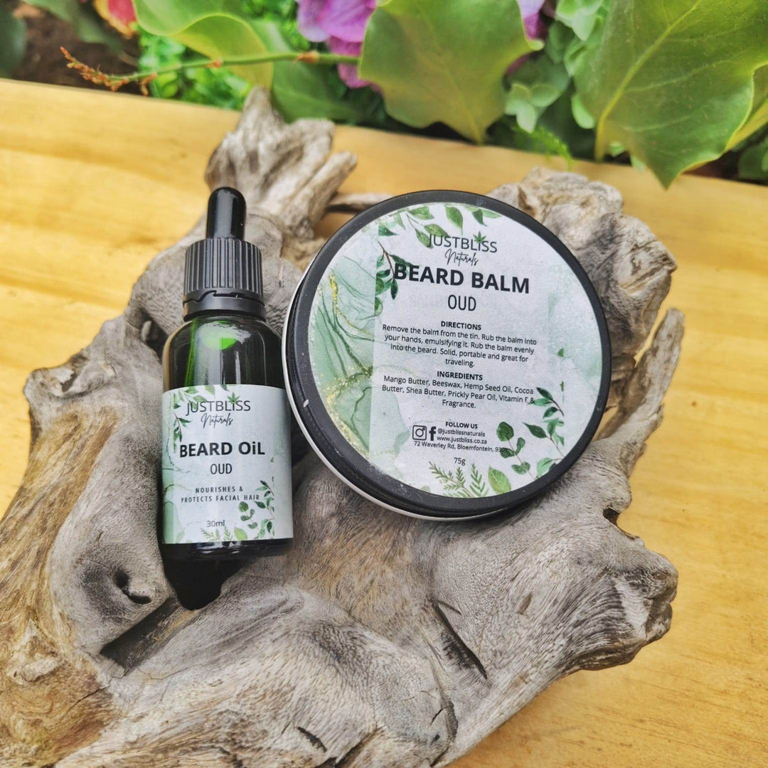 The Man Beard Care Bundle – Oud Scented Natural Grooming Set - JUSTBLiSS Naturals