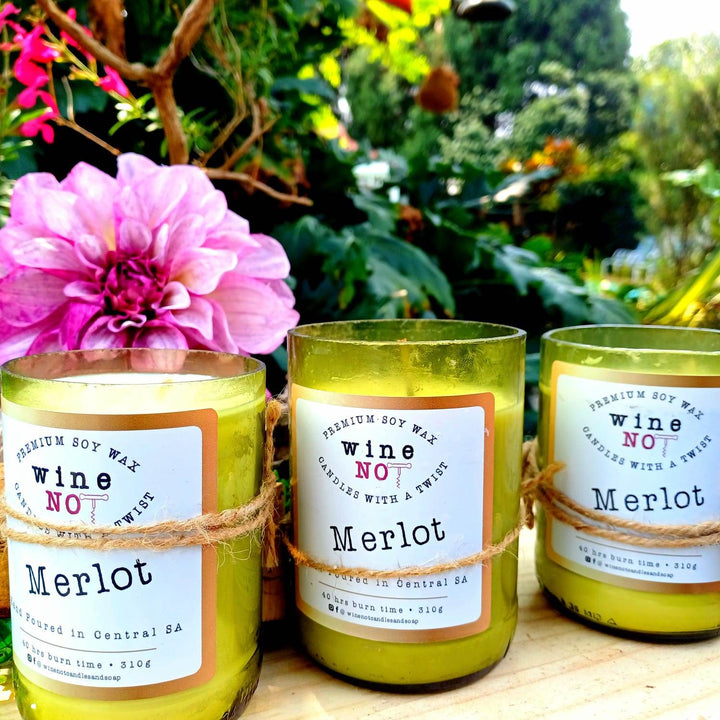 Merlot Upcycled Wine Bottle Soy Candle – Eco-Friendly Gift - JUSTBLiSS Naturals