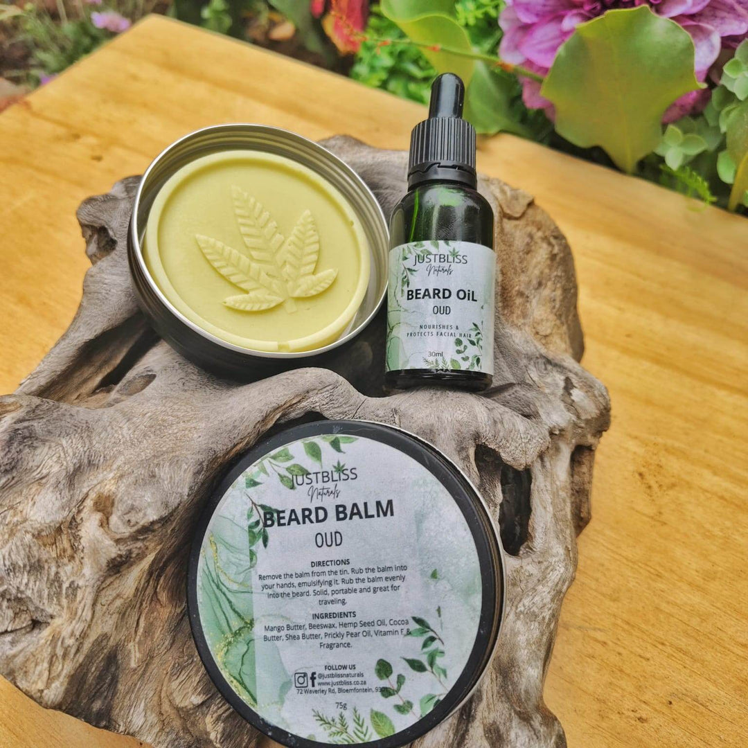 The Man Beard Care Bundle – Oud Scented Natural Grooming Set - JUSTBLiSS Naturals