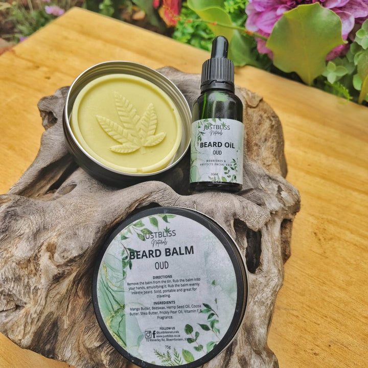The Man Beard Care Bundle – Oud Scented Natural Grooming Set - JUSTBLiSS Naturals