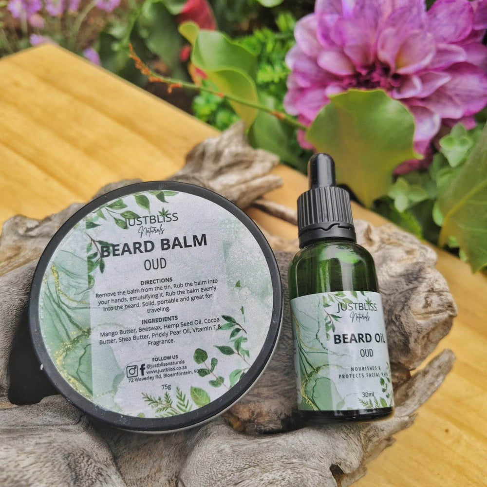 The Man Beard Care Bundle – Oud Scented Natural Grooming Set - JUSTBLiSS Naturals