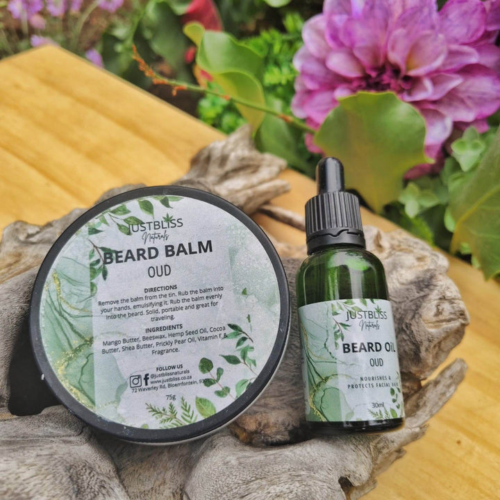 The Man Beard Care Bundle – Oud Scented Natural Grooming Set - JUSTBLiSS Naturals