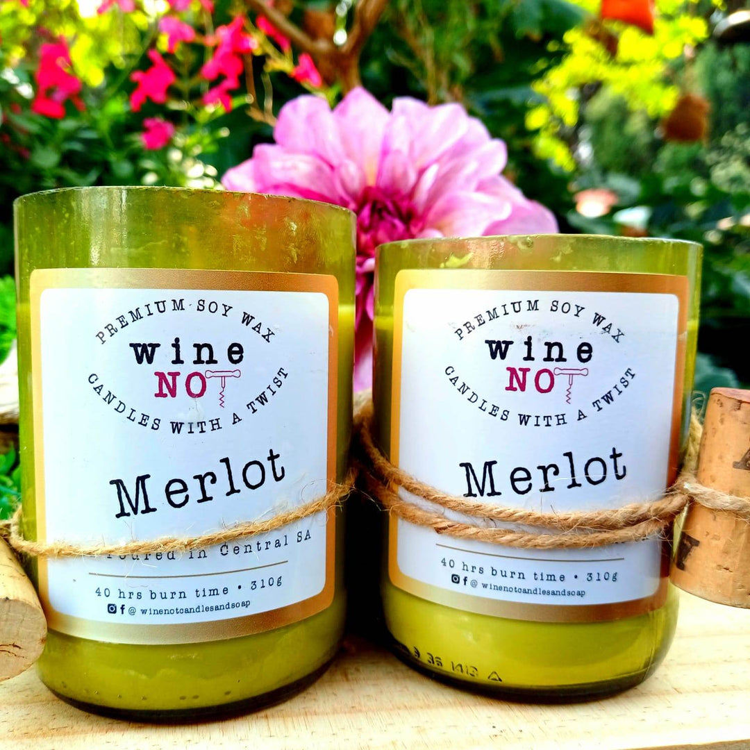 Merlot Upcycled Wine Bottle Soy Candle – Eco-Friendly Gift - JUSTBLiSS Naturals