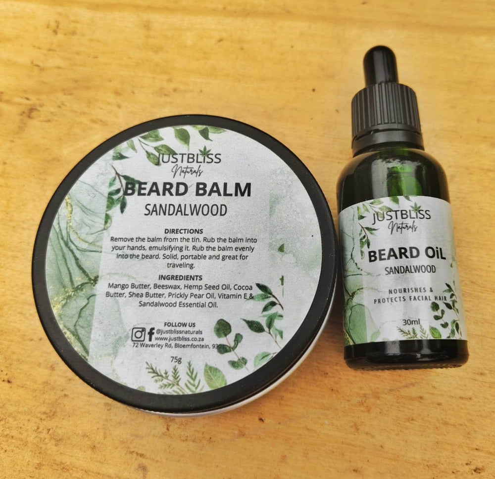 The Man Beard Care Bundle – Sandalwood Scented Grooming Set - JUSTBLiSS Naturals