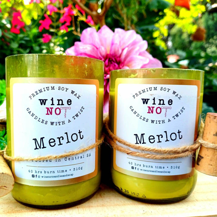 Merlot Upcycled Wine Bottle Soy Candle – Eco-Friendly Gift - JUSTBLiSS Naturals