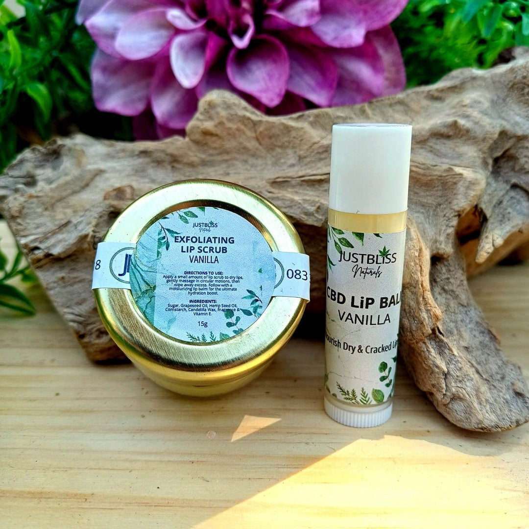 Lip Care Bundle – CBD Lip Balm & Exfoliating Natural Lip Scrub - JUSTBLiSS Naturals