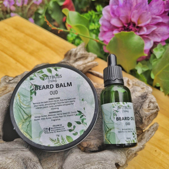 The Man Beard Care Bundle – Oud Scented Natural Grooming Set - JUSTBLiSS Naturals