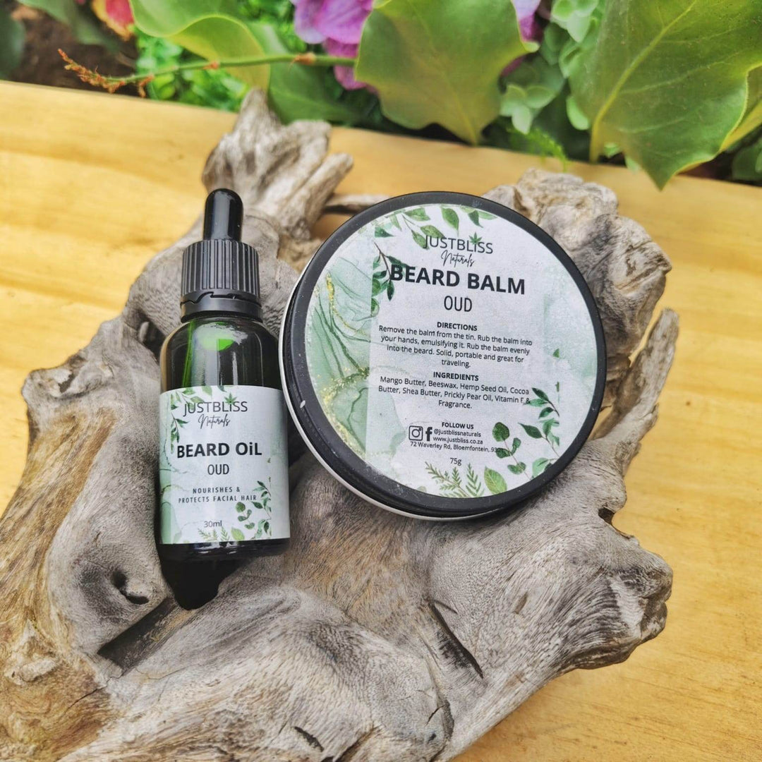 The Man Beard Care Bundle – Oud Scented Natural Grooming Set - JUSTBLiSS Naturals