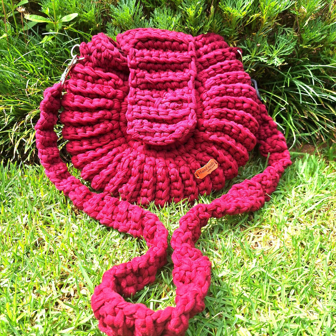 Hand-crafted handbag with unique design, showcasing natural elegance.