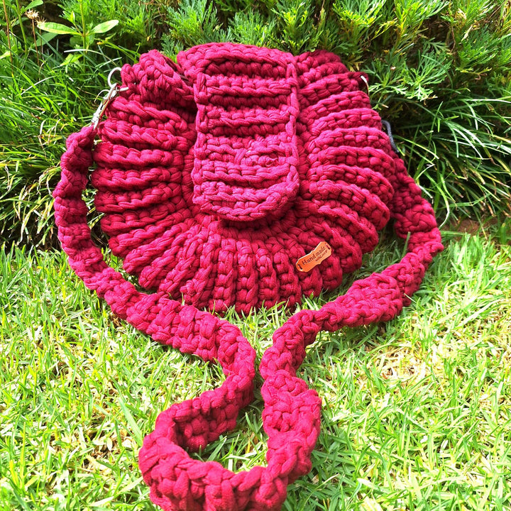 Hand-crafted handbag with unique design, showcasing natural elegance.
