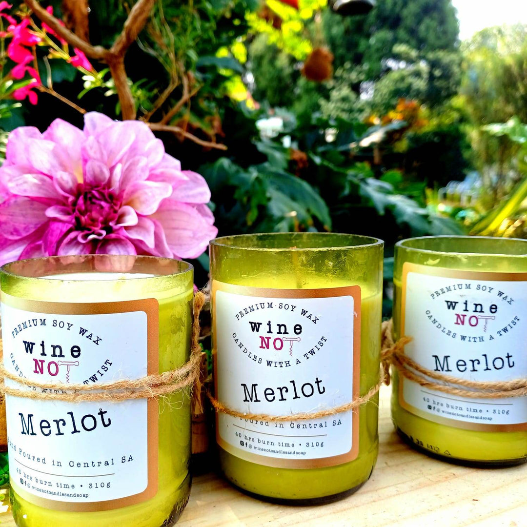 Merlot Upcycled Wine Bottle Soy Candle – Eco-Friendly Gift - JUSTBLiSS Naturals