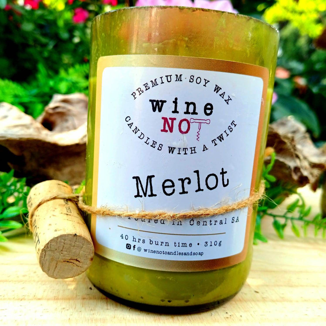Merlot Upcycled Wine Bottle Soy Candle – Eco-Friendly Gift - JUSTBLiSS Naturals