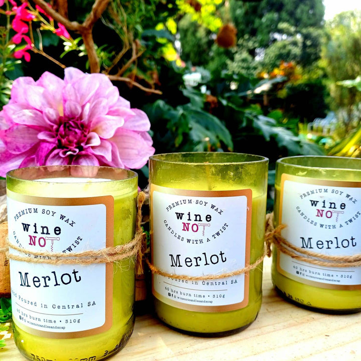 Merlot Upcycled Wine Bottle Soy Candle – Eco-Friendly Gift - JUSTBLiSS Naturals