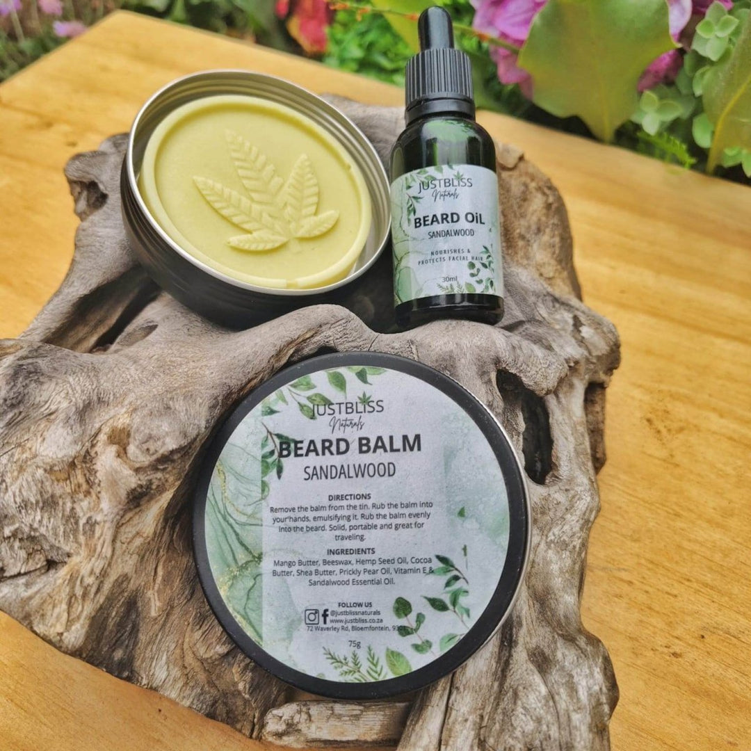 Sandalwood Beard Care Bundle – Natural Grooming Set for Men JUSTBLiSS Naturals