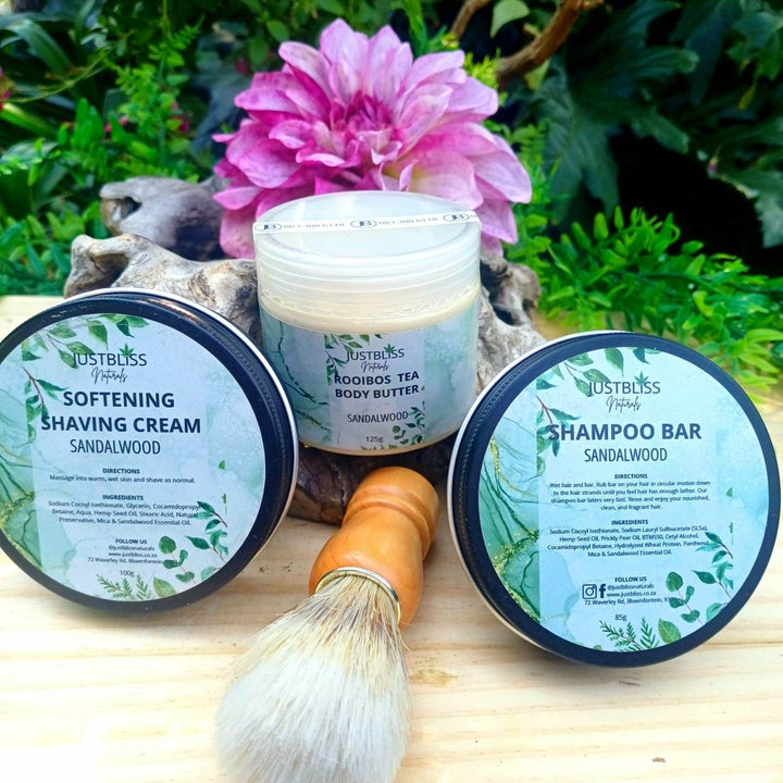 Sandalwood Men’s Pamper Gift Bundle – Natural Grooming Essentials Set JUSTBLiSS Naturals