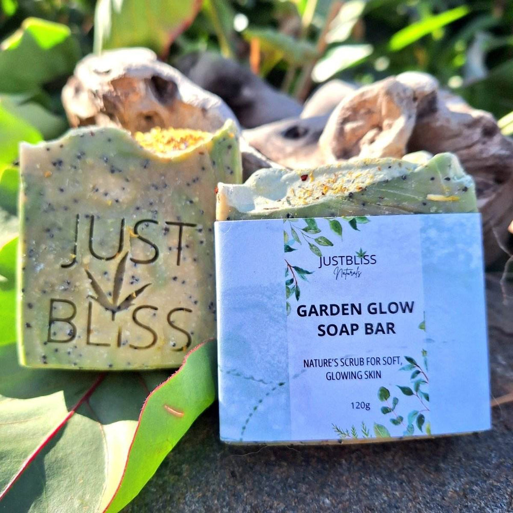 Garden Glow Natural Exfoliating Soap Bar – Plant-Powered Softness for Gardeners - JUSTBLiSS Naturals