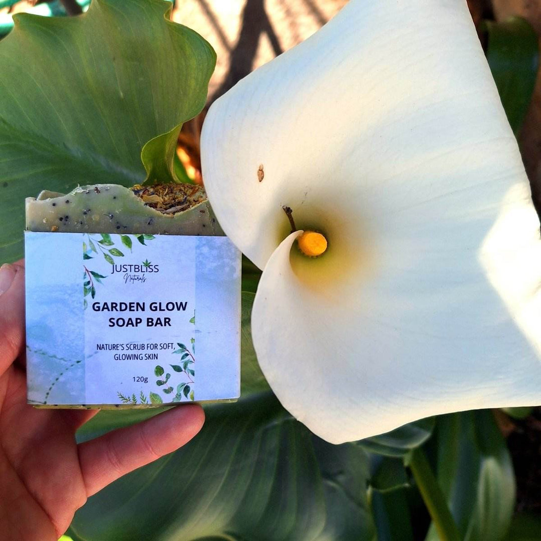 Garden Glow Natural Exfoliating Soap Bar – Plant-Powered Softness for Gardeners - JUSTBLiSS Naturals