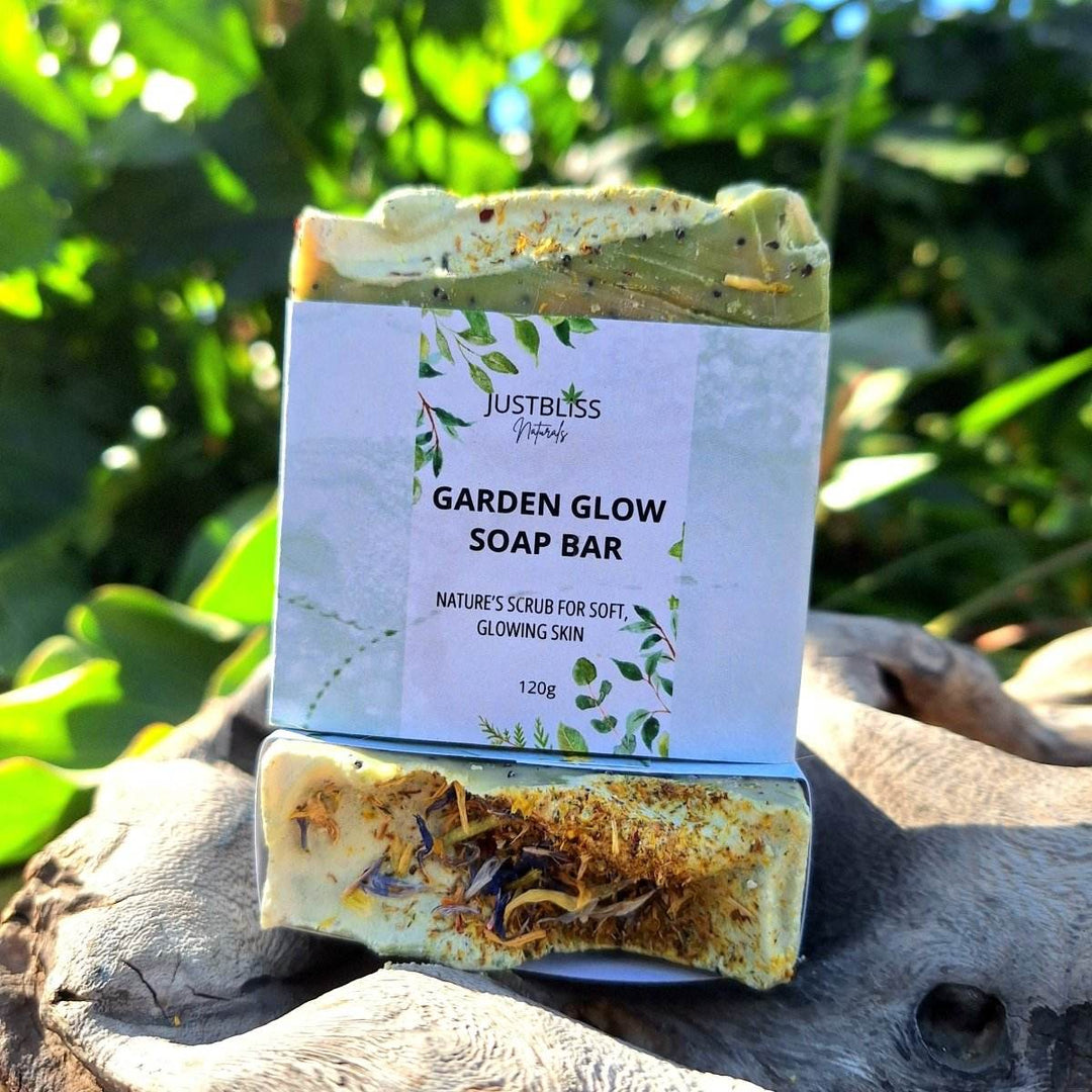 Garden Glow Natural Exfoliating Soap Bar – Plant-Powered Softness for Gardeners - JUSTBLiSS Naturals