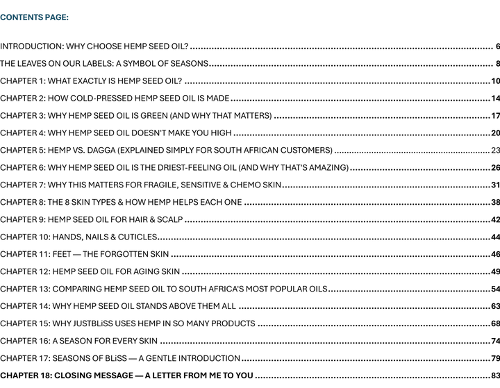 The Complete Guide To Hemp Seed Oil – 84 Pages (A4 PDF) - JUSTBLiSS Naturals
