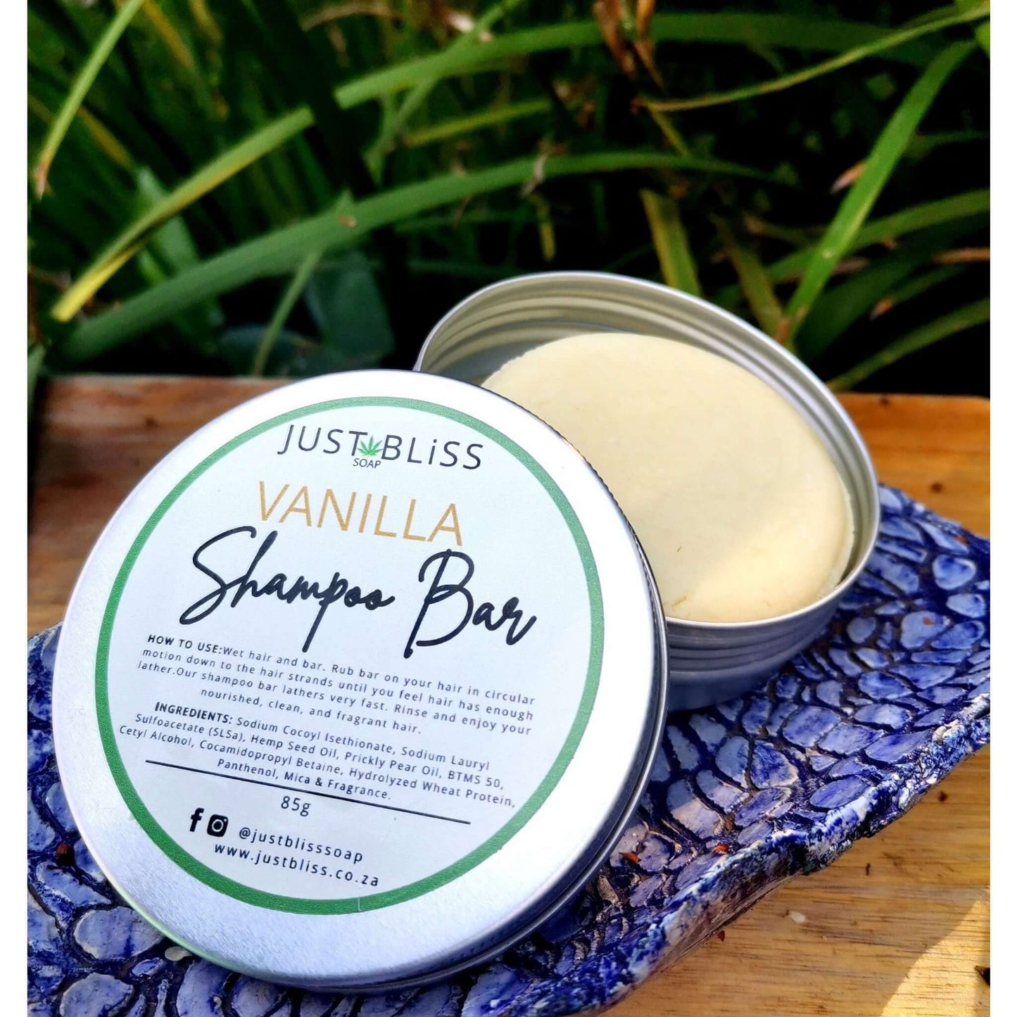 JUSTBLISS: SHAMPOO BAR in tin: vanilla