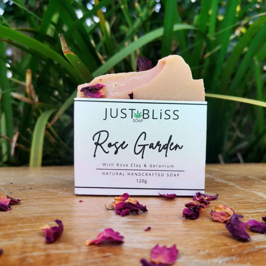JUSTBLISS: SOAP BAR: rose garden with rose clay and geranium