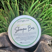 Load image into Gallery viewer, JUSTBLISS: SHAMPOO BAR in tin: velvet pear
