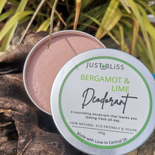 Load image into Gallery viewer, JUSTBLISS: DEODORANT: bergamot and lime
