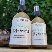 Load image into Gallery viewer, JUSTBLISS: body and hair mist: she&#39;s a lady
