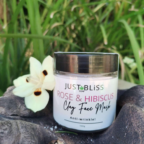 JUSTBLISS: clay face mask: rose and hibiscus