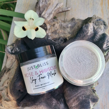 JUSTBLISS: clay face mask: rose and hibiscus