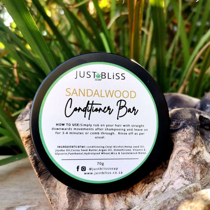 JUSTBLISS: HAIR CONDITIONER BAR: sandalwood (in tin)