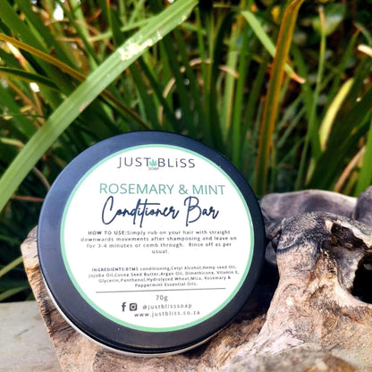 JUSTBLISS: HAIR CONDITIONER BAR: Rosemary & Mint (In Tin)