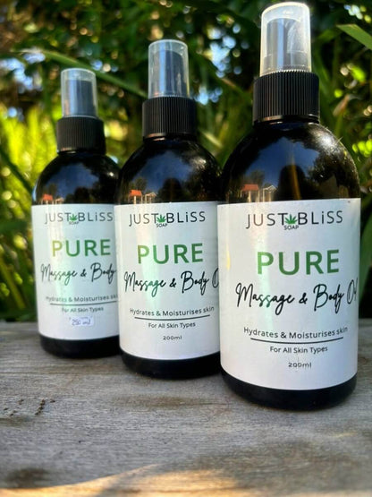 BODY OIL: Pure Massage & Body Oil (Unfragranced) - JUSTBLiSS Soap