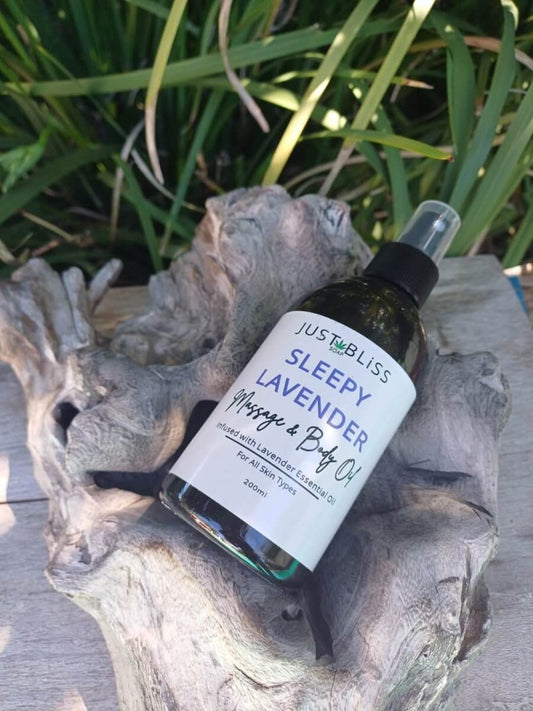 BODY OIL: Sleepy Lavender Massage & Body Oil - JUSTBLiSS Soap