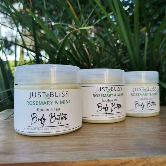 JUSTBLISS: Rooibos Tea BODY BUTTER: rosemary and mint