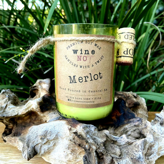 JUSTBLISS: SOY WAX CANDLES: Recycled wine botte: Merlot
